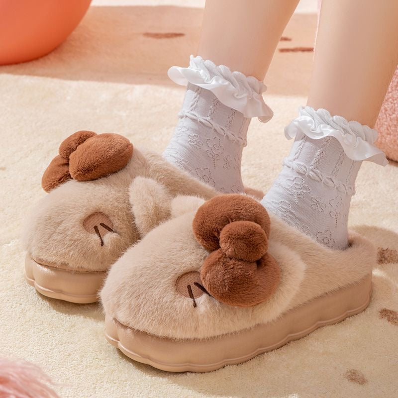 Cute Butterfly Knot Cotton Slippers - 2024 Women Christmas Winter Warmth Gift