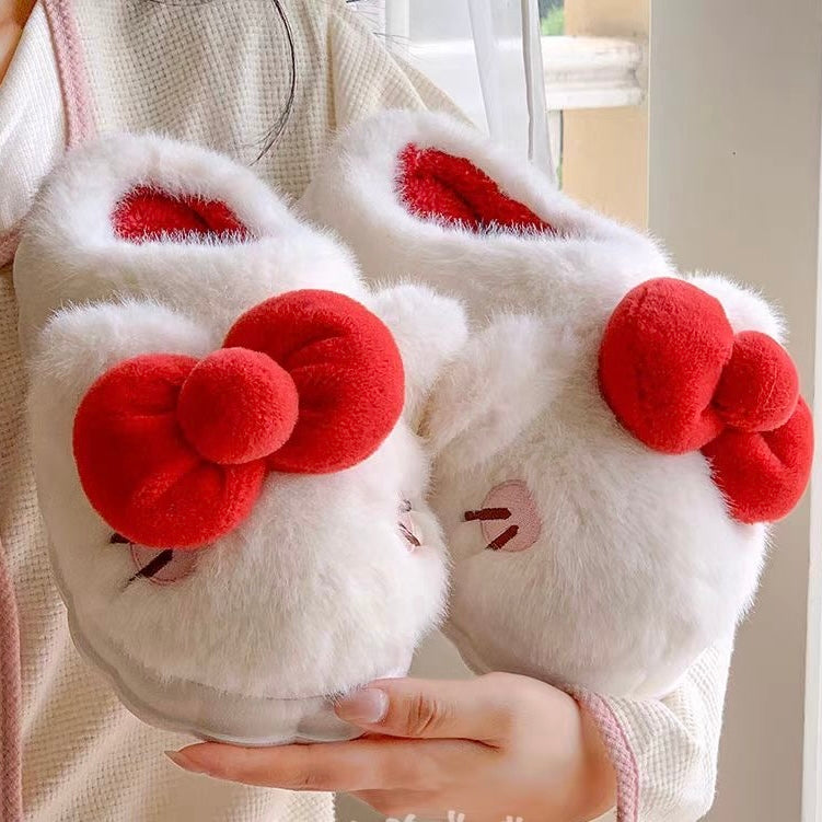 Cute Butterfly Knot Cotton Slippers - 2024 Women Christmas Winter Warmth Gift