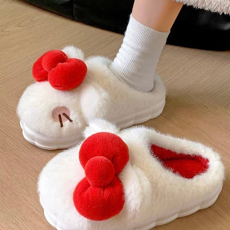 Cute Butterfly Knot Cotton Slippers - 2024 Women Christmas Winter Warmth Gift