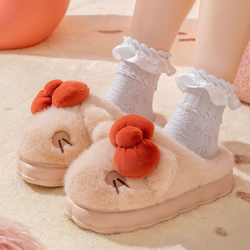 Cute Butterfly Knot Cotton Slippers - 2024 Women Christmas Winter Warmth Gift