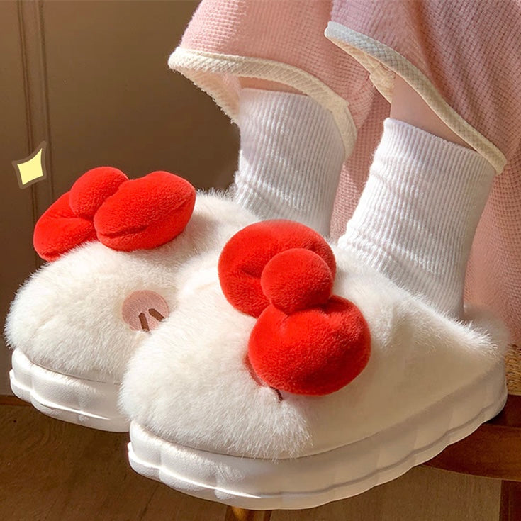 Cute Butterfly Knot Cotton Slippers - 2024 Women Christmas Winter Warmth Gift