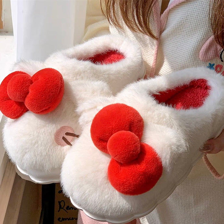 Cute Butterfly Knot Cotton Slippers - 2024 Women Christmas Winter Warmth Gift